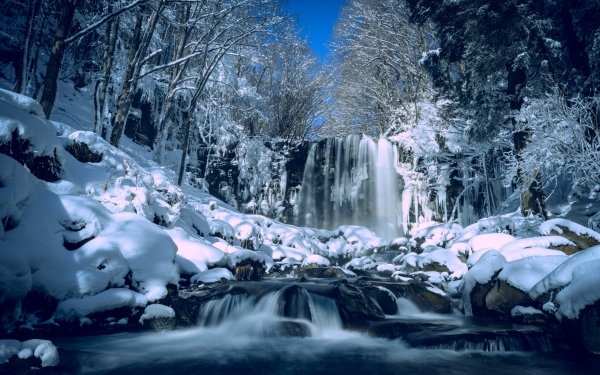 Earth Waterfall Waterfalls Japan Winter HD Wallpaper | Background Image