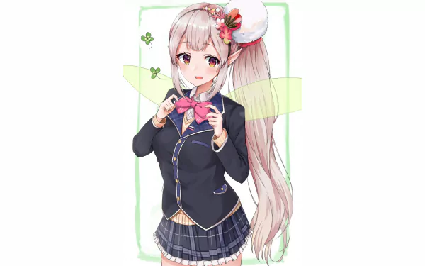 school uniform fairy Elf no Elu Anime Virtual Youtuber HD Desktop Wallpaper | Background Image