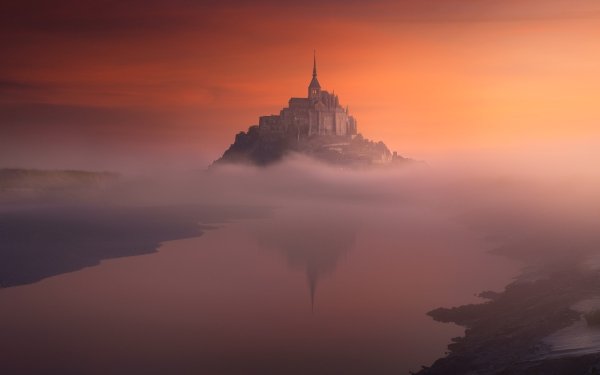 Religious Mont Saint-Michel Fog France HD Wallpaper | Background Image