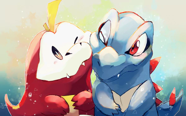 cute starter pokemon Totodile (Pokémon) Fuecoco (Pokémon) video game Pokémon: Scarlet And Violet HD Desktop Wallpaper | Background Image