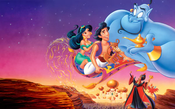 Aladdin Princess Jasmine Genie (Disney) movie Aladdin (1992) HD Desktop Wallpaper | Background Image