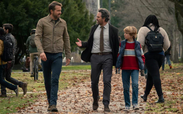 Walker Scobell Mark Ruffalo Ryan Reynolds movie The Adam Project HD Desktop Wallpaper | Background Image