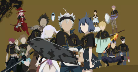 4K Ultra HD Black Clover anime wallpaper featuring key characters Yami Sukehiro, Noelle Silva, Nero, and Asta in dynamic poses against a muted background.