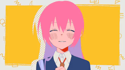 HD PC desktop wallpaper featuring Micchon Shikimori from the anime Shikimori's Not Just a Cutie, showcasing her with pink hair and a cheerful expression.