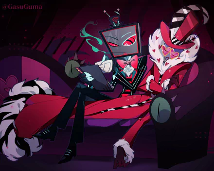 Vox (Hazbin Hotel) Valentino (Hazbin Hotel) TV Show Hazbin Hotel HD Desktop Wallpaper | Background Image