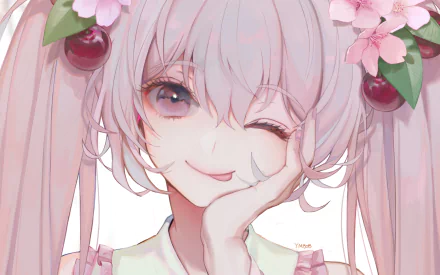 Sakura Miku Anime Vocaloid HD Desktop Wallpaper | Background Image