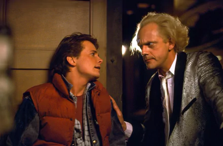 Christopher Lloyd Dr. Emmett Brown Michael J. Fox Marty McFly movie Back To The Future HD Desktop Wallpaper | Background Image