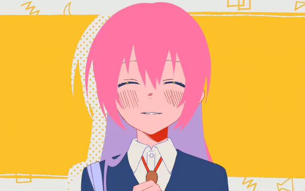 HD PC desktop wallpaper featuring Micchon Shikimori from the anime Shikimori's Not Just a Cutie, showcasing her with pink hair and a cheerful expression.