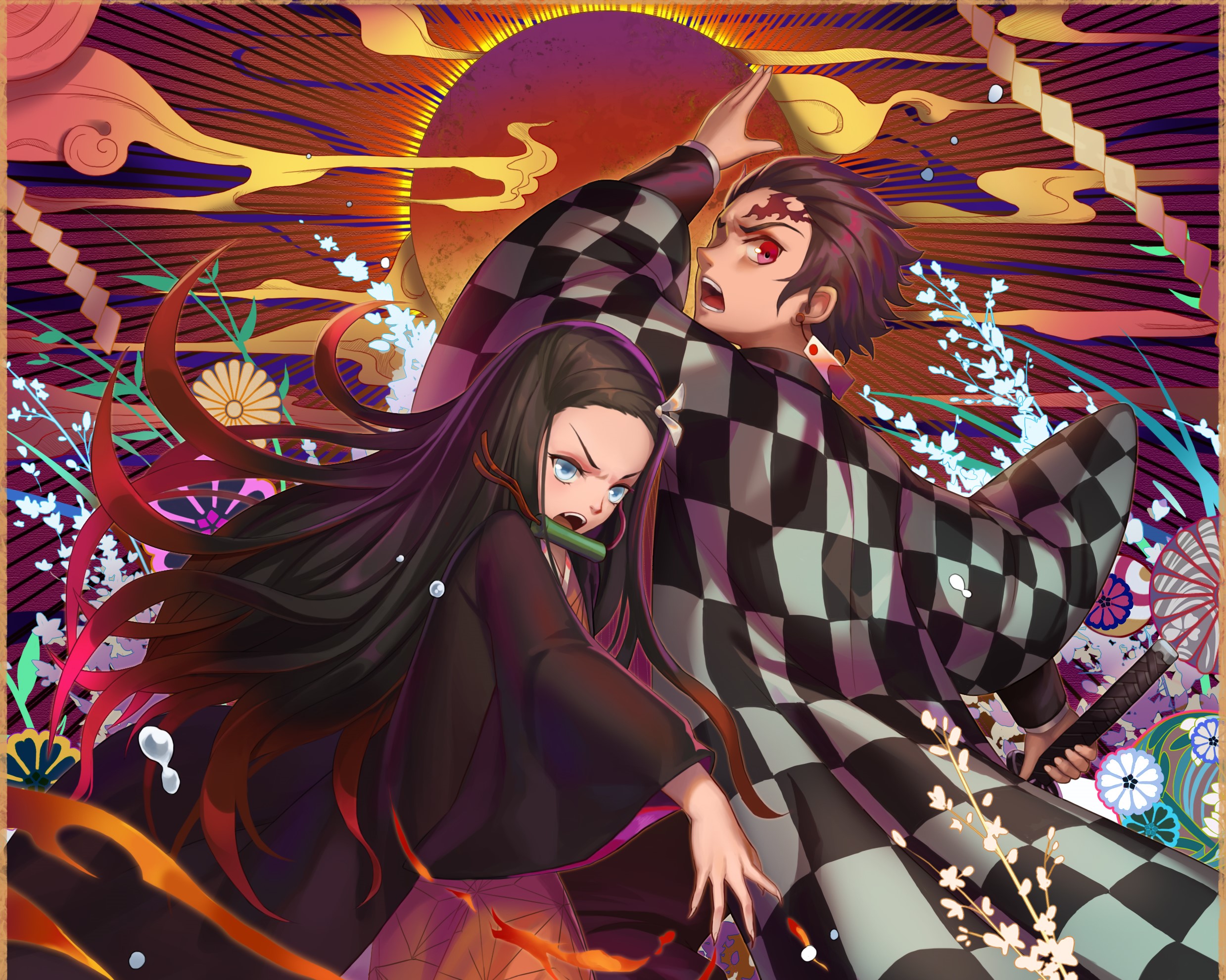 Nezuko fan-art, anime, demon slayer, kimetsu no yaiba, tanjiro, HD