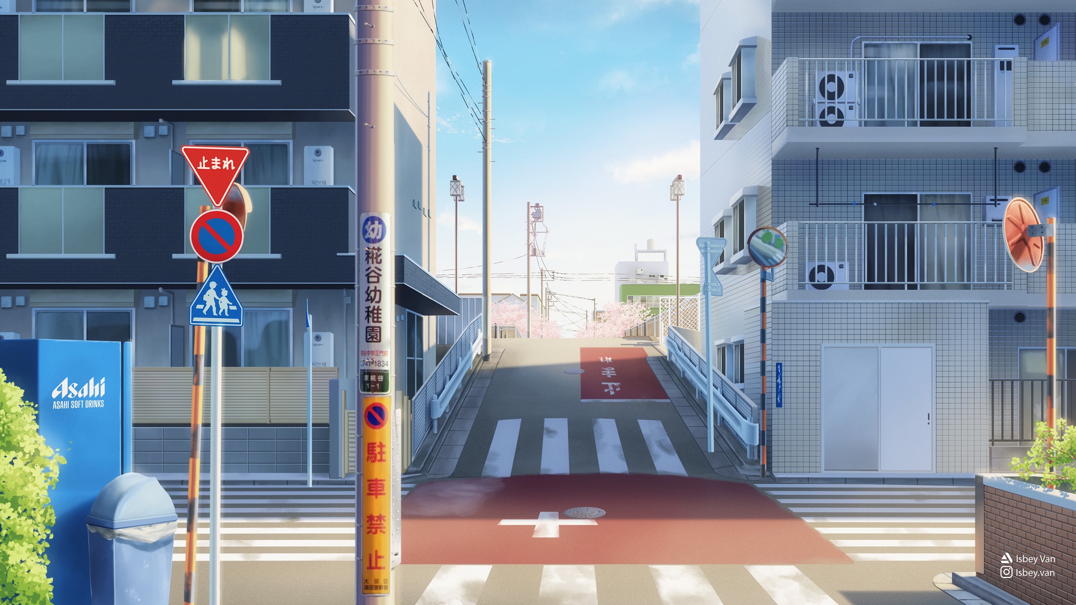 Premium Photo | Anime scene of a city street with a car and a person  walking on the sidewalk generative ai