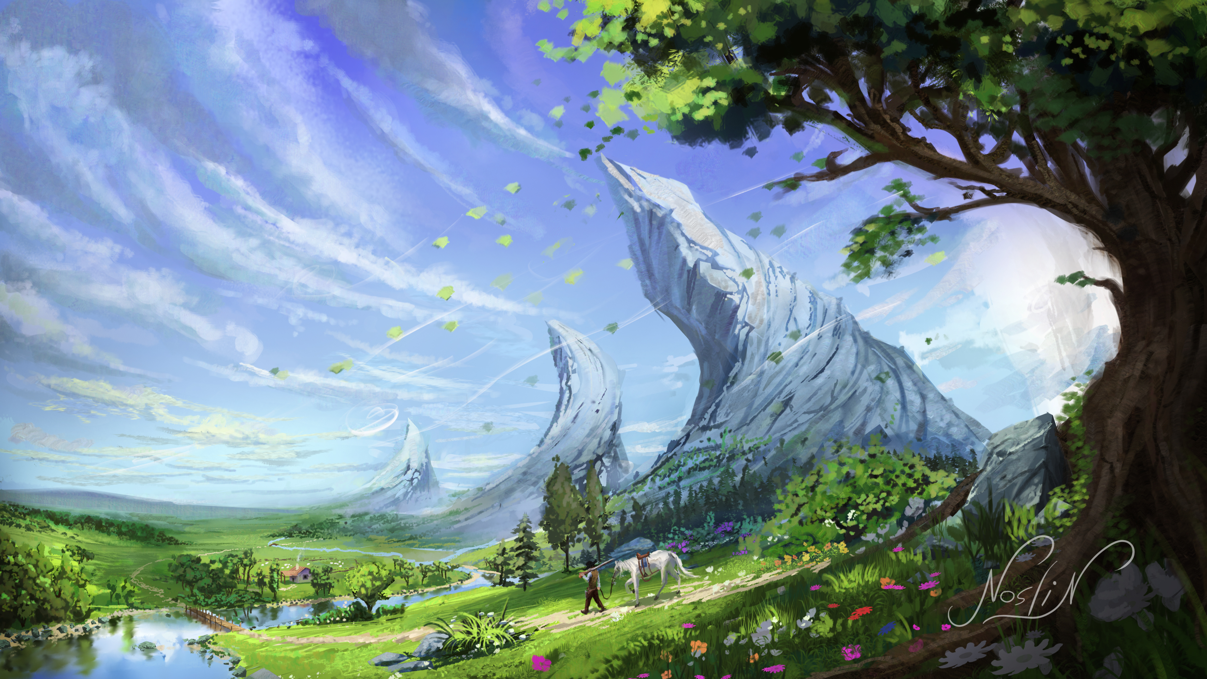 Download Fantasy Landscape Fantasy Landscape 4k Ultra HD Wallpaper by  NosliNArt, image size:3840x2160