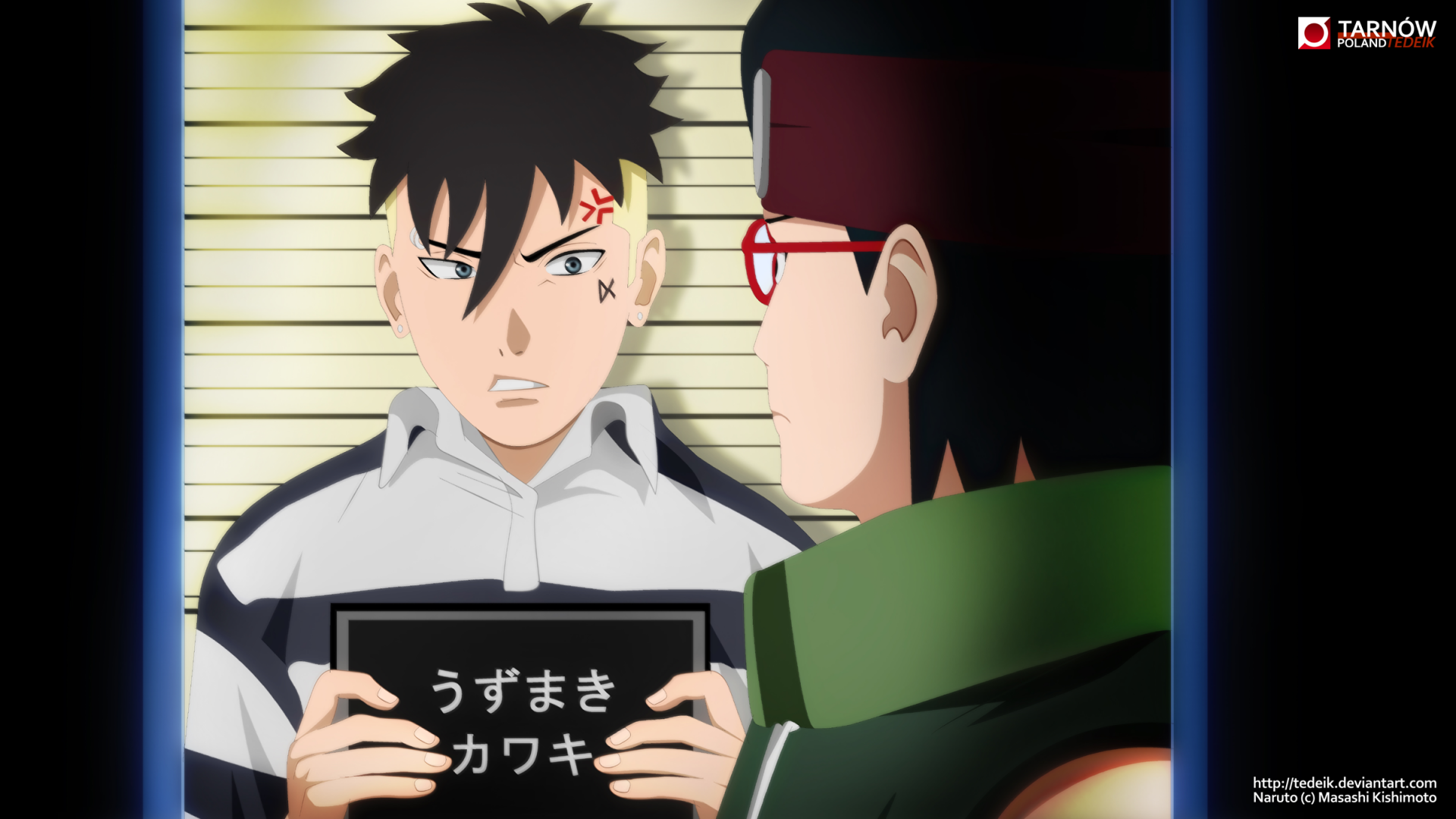 Prisoner Kawaki and inspector Sarada by aaw_tedeik