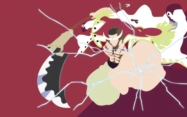 Edward Newgate from One Piece strikes a powerful pose against a red background in this vibrant 4K Ultra HD anime desktop wallpaper.