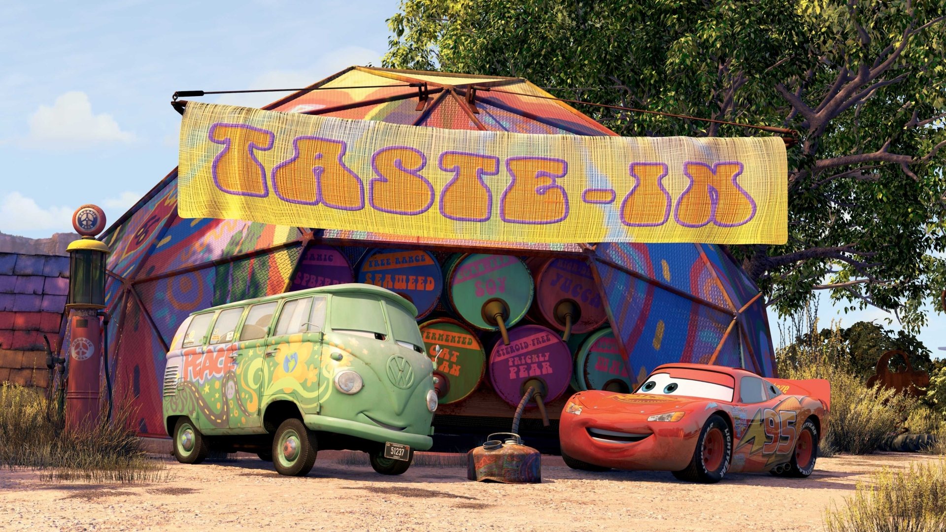 Download Sand Desert Route 66 Pixar Lightning McQueen Movie Cars (Pixar) 4k Ultra HD Wallpaper