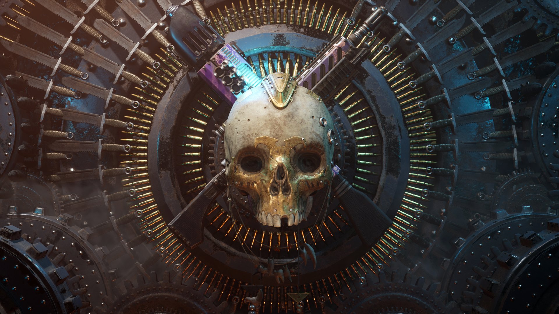 cool skulls with guns wallpaper