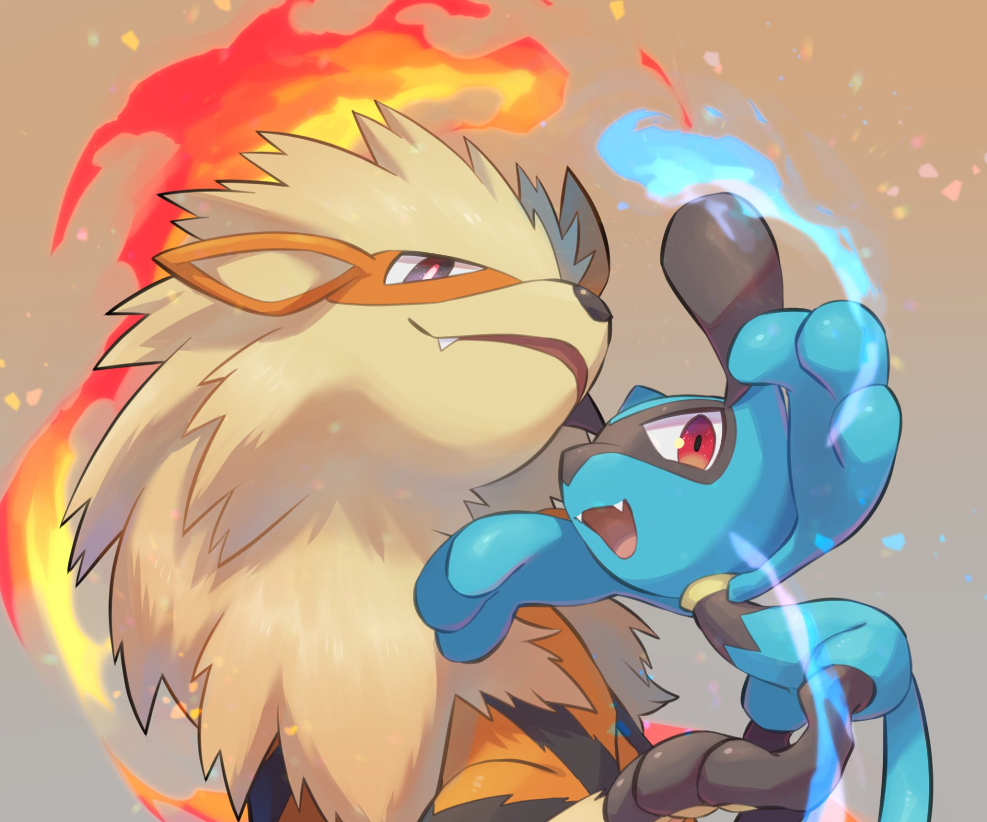 Download Arcanine (Pokémon) Riolu (Pokémon) Video Game Pokemon HD Wallpaper by 温負