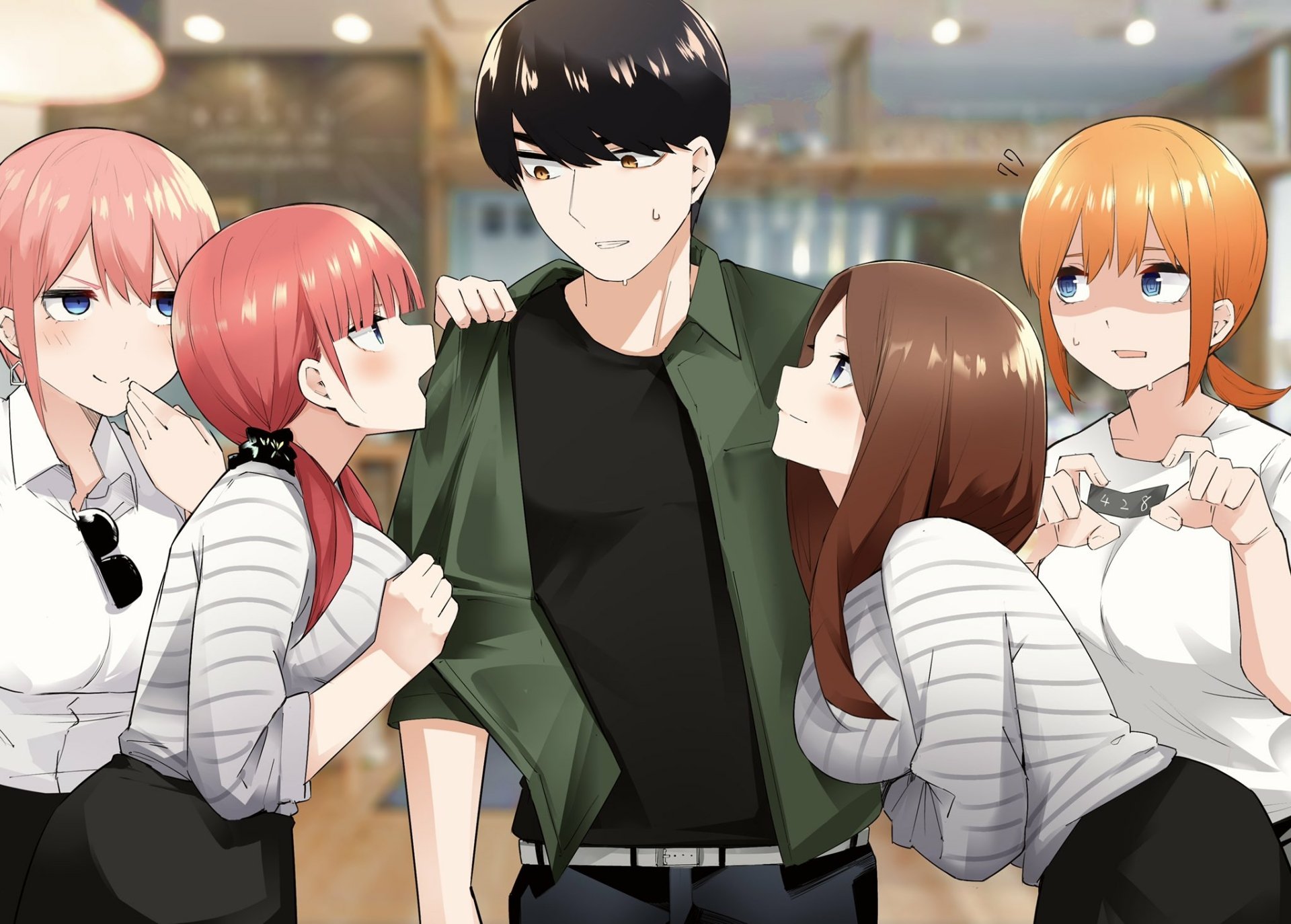Download Miku Nakano Yotsuba Nakano Nino Nakano Fuutarou Uesugi Ichika Nakano Anime The Quintessential Quintuplets HD Wallpaper by まめ