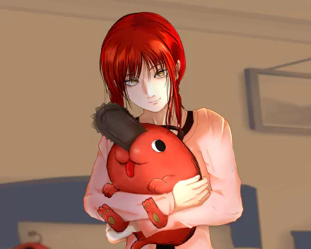 Makima (Chainsaw Man) Pochita (Chainsaw Man) Anime Chainsaw Man HD Desktop Wallpaper | Background Image