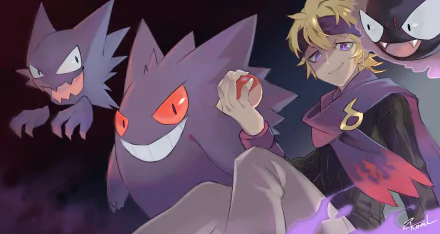 Gengar (Pokémon) Haunter (Pokémon) Morty (Pokémon) Gastly (Pokémon) video game Pokémon: Gold and Silver HD Desktop Wallpaper | Background Image