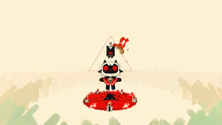 4K Ultra HD PC desktop wallpaper featuring a stylized, eerie character performing a ritual in the video game Cult of the Lamb.
