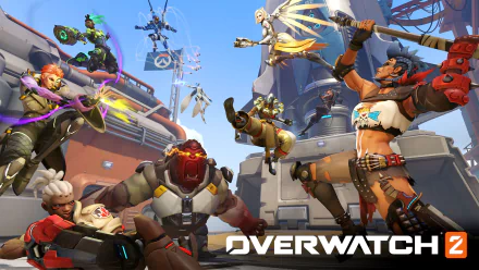 HD Overwatch 2 desktop wallpaper featuring dynamic hero characters in action.