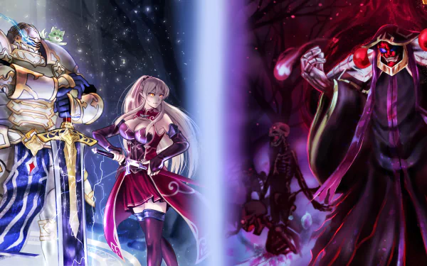Ariane Glenys Lalatoya Chiyome (Skeleton Knight in Another World) Arc (Skeleton Knight in Another World) Ainz Ooal Gown Anime crossover HD Desktop Wallpaper | Background Image