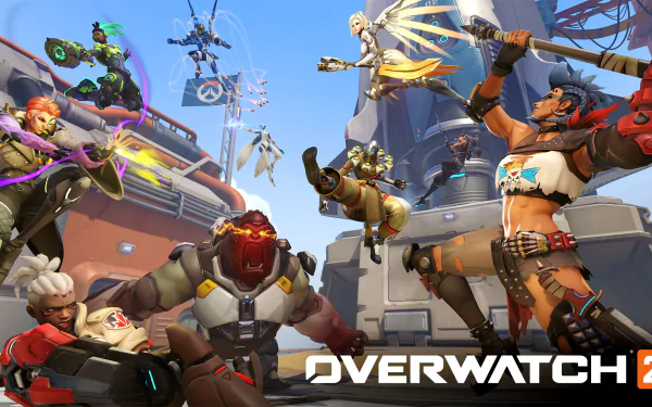 HD Overwatch 2 desktop wallpaper featuring dynamic hero characters in action.