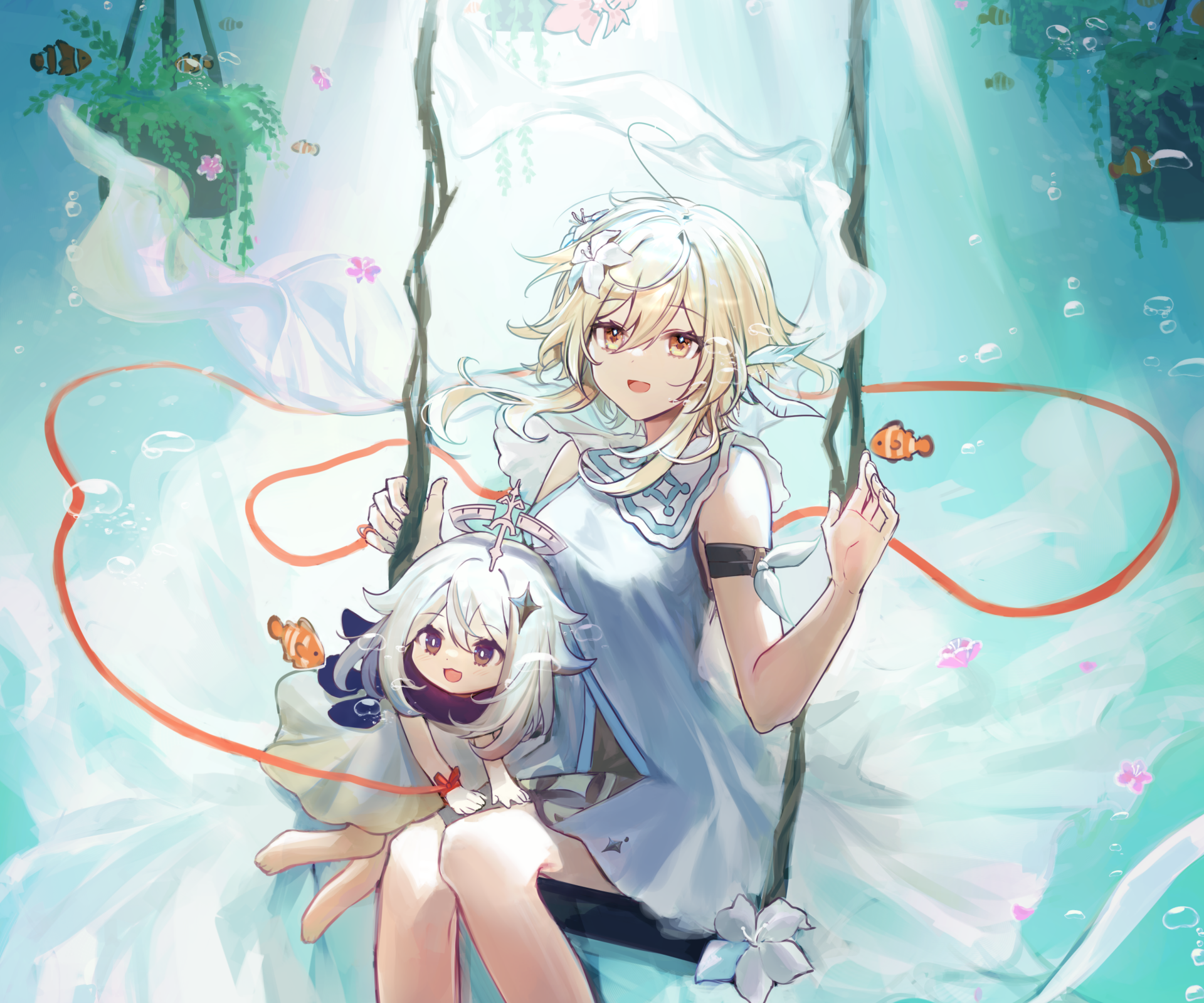 Download Paimon (Genshin Impact) Lumine (Genshin Impact) Video Game Genshin Impact HD Wallpaper by SP³:p