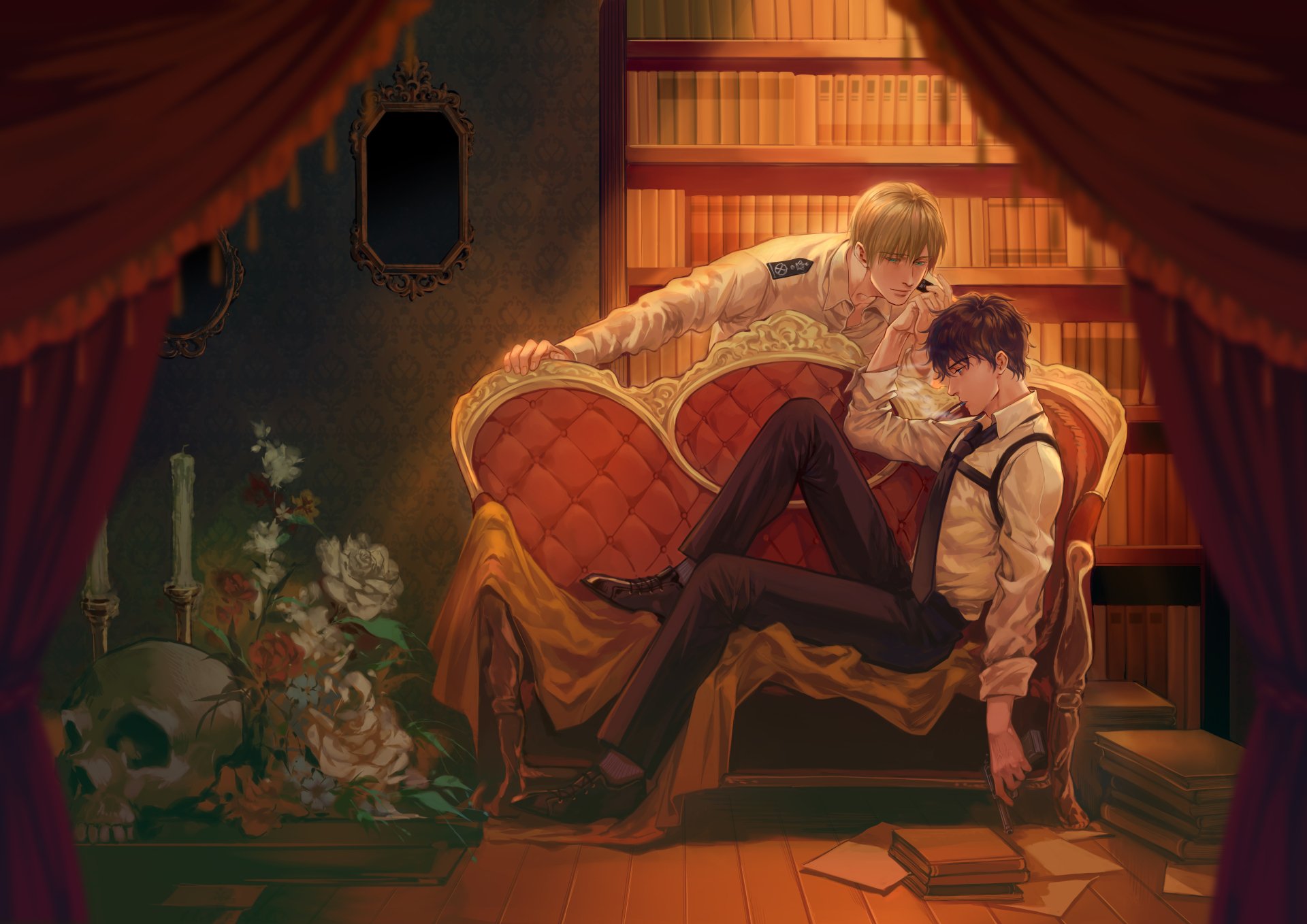 Download Anime Boy Library Gothic Room Anime Boy Anime Room Gothic Anime 4k Ultra HD Wallpaper