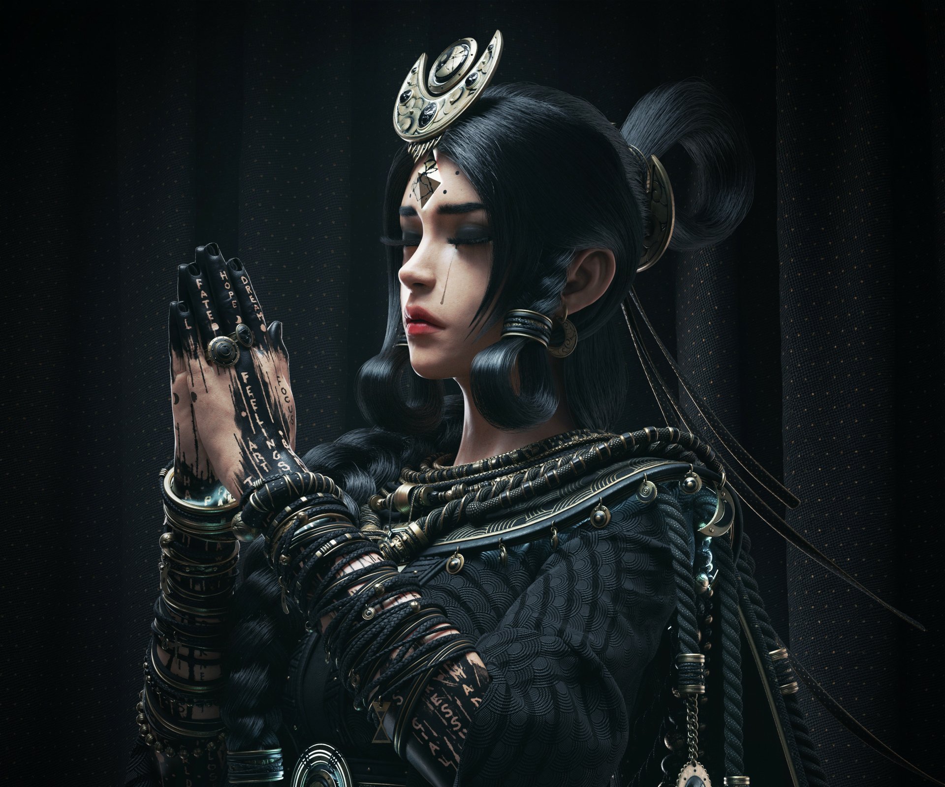 Download Praying Fantasy Woman HD Wallpaper by Dylan Kowalski