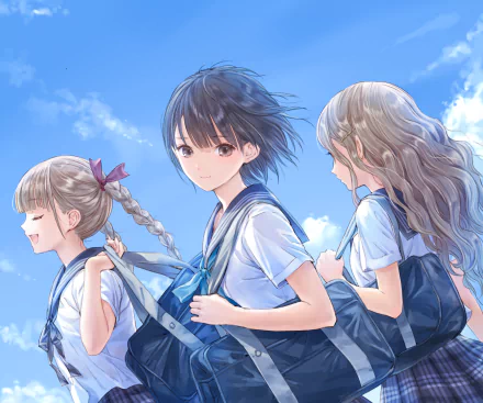 Shirai Hinako Shijou Yuzuki Shijou Raimu Anime Blue Reflection HD Desktop Wallpaper | Background Image