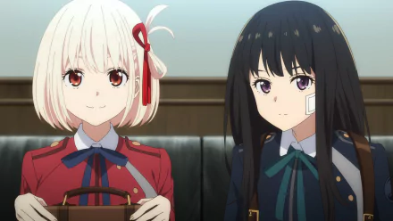 Takina Inoue Chisato Nishikigi Anime Lycoris Recoil HD Desktop Wallpaper | Background Image