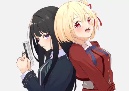 Takina Inoue Chisato Nishikigi Anime Lycoris Recoil HD Desktop Wallpaper | Background Image