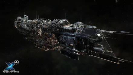 HD wallpaper of a space station from X4: Foundations game set against a starry background for desktop.