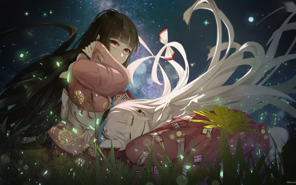 Kaguya Houraisan Fujiwara no Mokou Anime Touhou HD Desktop Wallpaper | Background Image