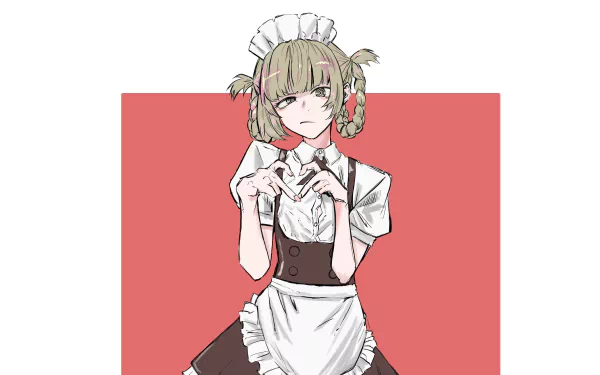 HD desktop wallpaper featuring Nazuna Nanakusa from the anime Call of the Night, dressed as a maid with a pink background.