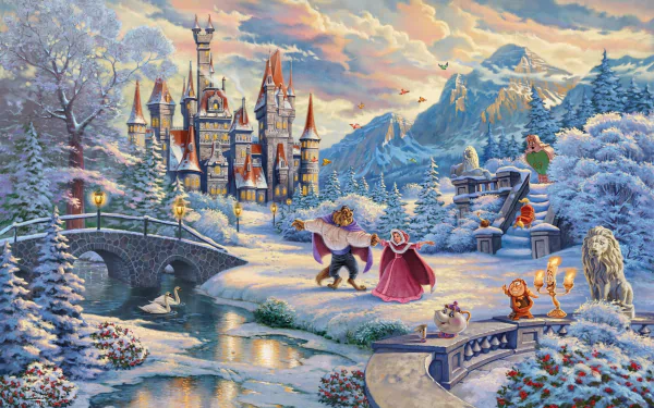  Beauty and the Beast [Winter] by Thomas Kinkade
