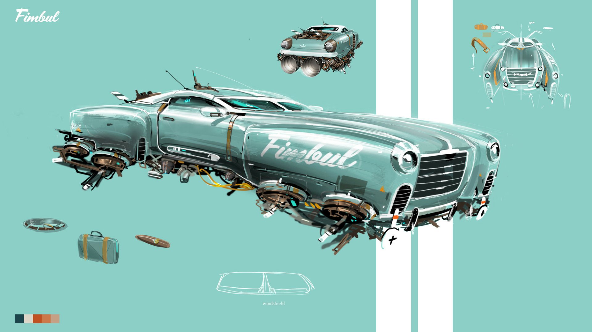 HD wallpaper of Star Atlas futuristic vehicle concept art with a custom-designed 'Fireball' spacecraft for desktop background.