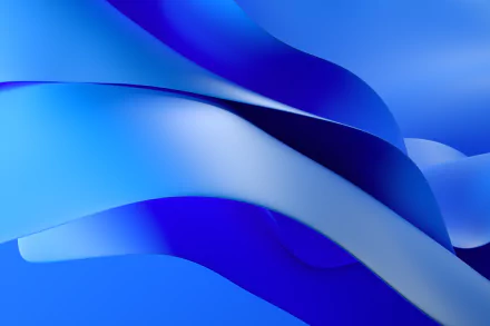 Abstract minimalist design in shades of blue, featuring smooth flowing shapes, created as a HD Windows 11 PC desktop wallpaper and background.