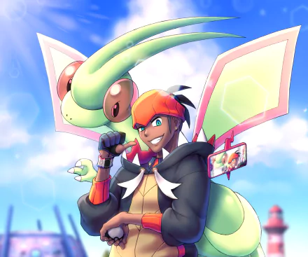 Raihan (Pokémon) Flygon (Pokémon) video game Pokémon: Sword and Shield HD Desktop Wallpaper | Background Image