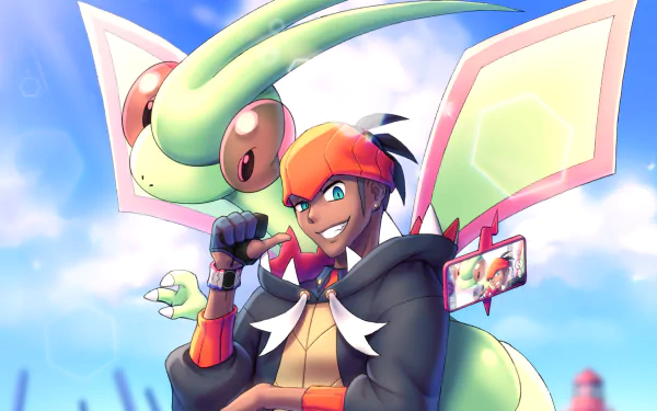 Raihan (Pokémon) Flygon (Pokémon) video game Pokémon: Sword and Shield HD Desktop Wallpaper | Background Image