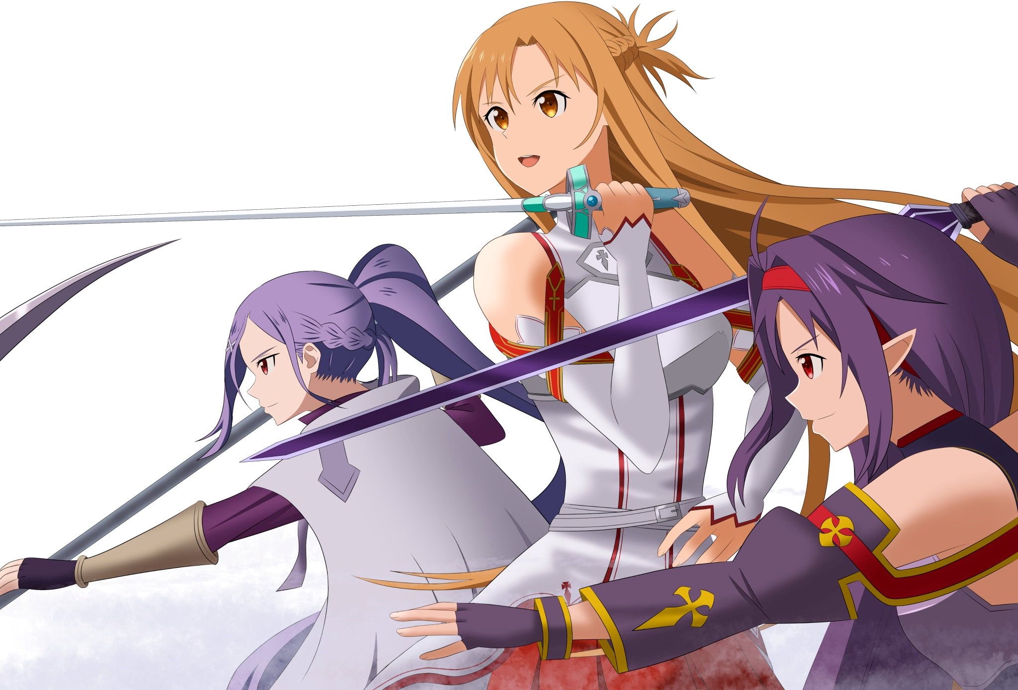 yuuki and mito (sword art online and 2 more) drawn by no-ppo