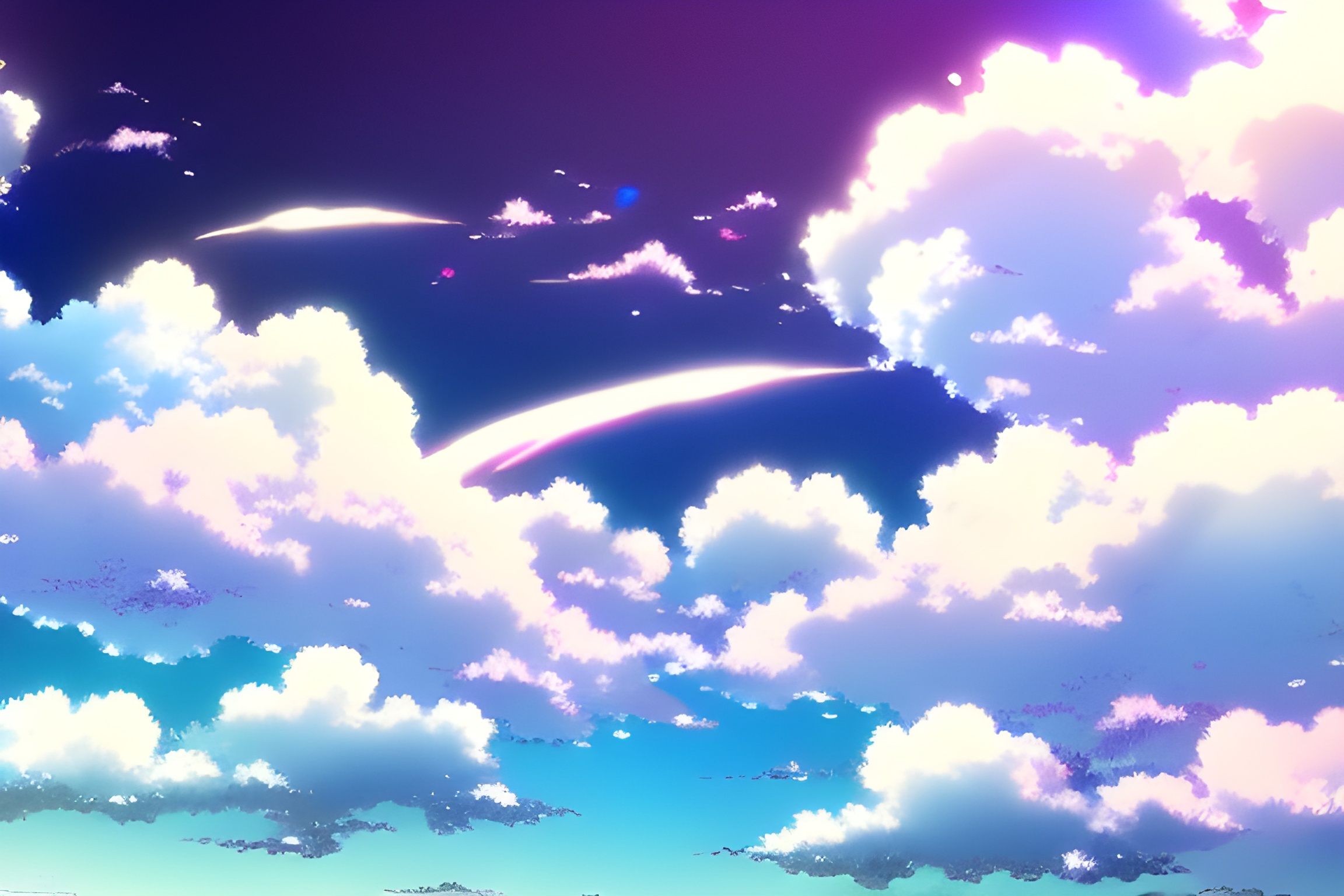 Cat Anime Clouds Sky Scenery Horzion 4K Wallpaper iPhone HD Phone #8350i