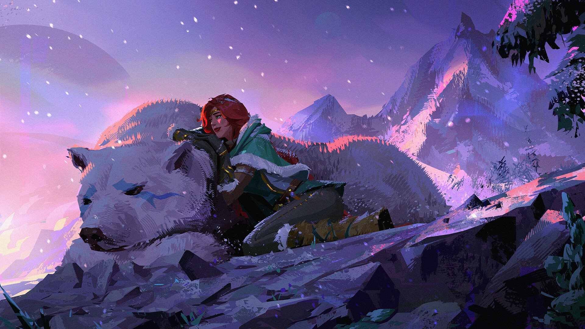 Download Polar Bear Fantasy Woman HD Wallpaper by kevin hou