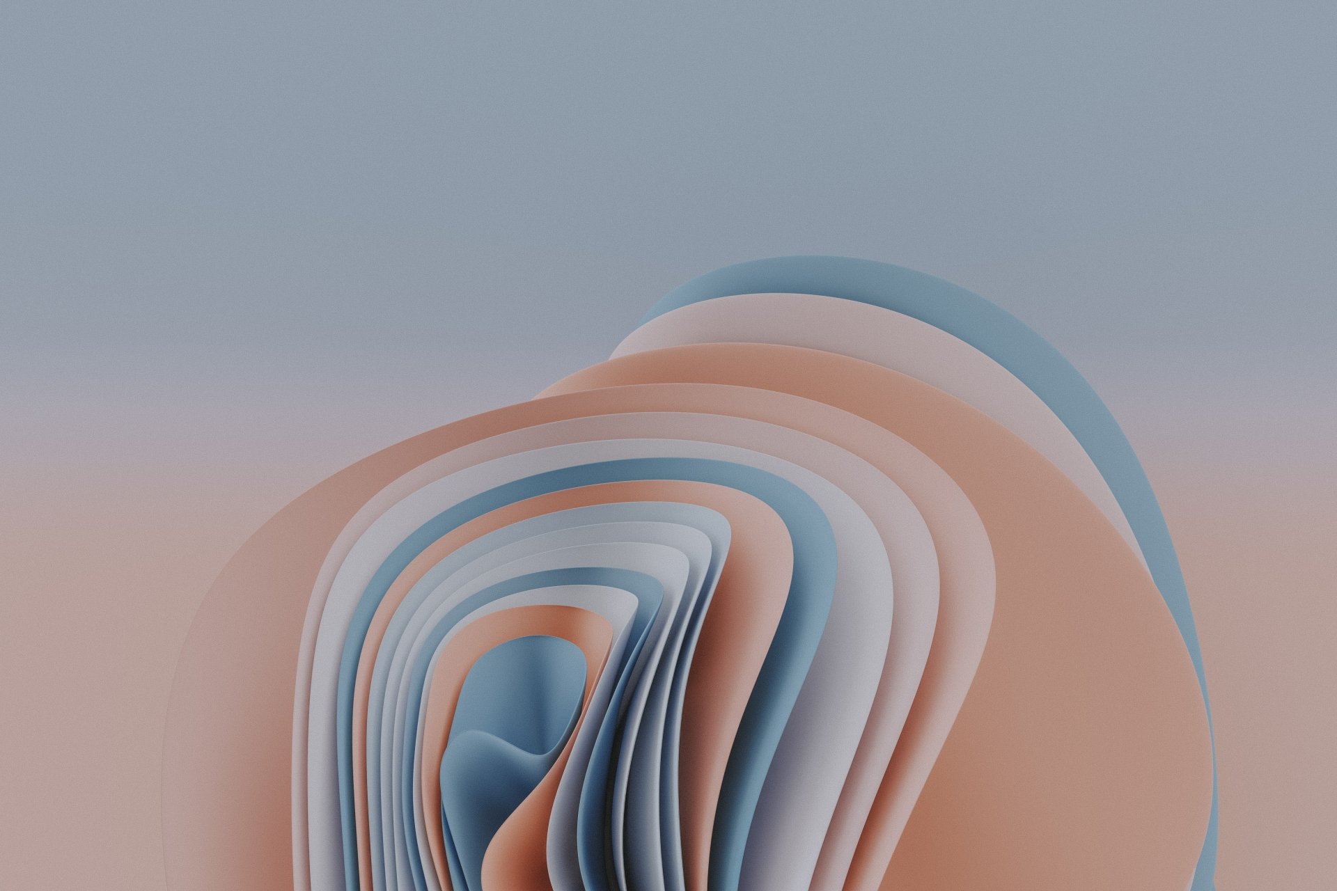 4K Ultra HD abstract desktop wallpaper featuring smooth, layered shapes in soft pastel tones, designed for Windows 11 technology.
