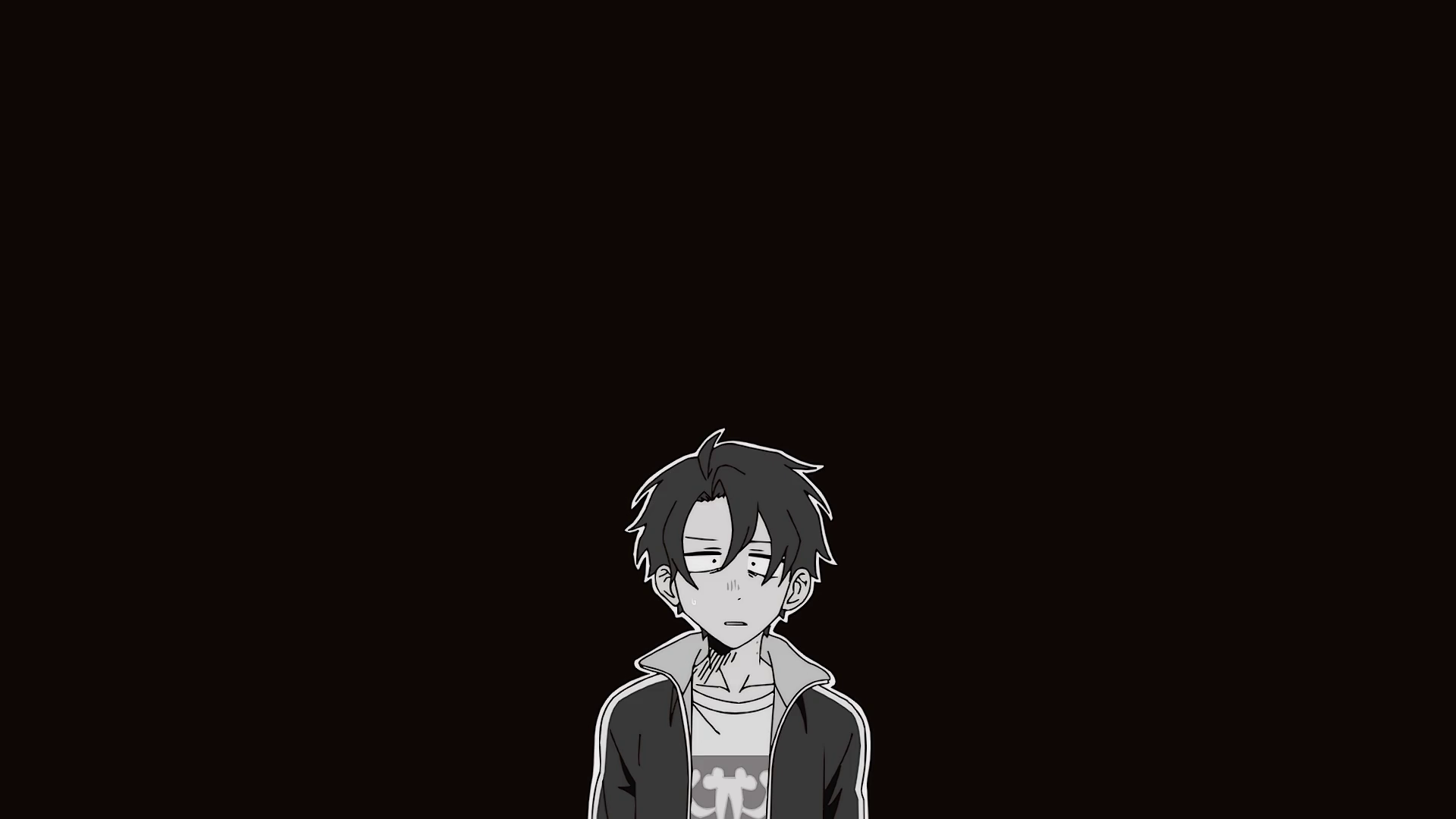 HD PC desktop wallpaper featuring Kou Yamori from the anime Call of the Night, depicted with a dark background and a contemplative expression.