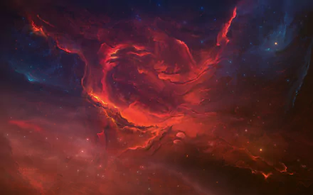 HD desktop wallpaper of a Sci-Fi inspired orange nebula in space, featuring swirling clouds and vibrant cosmic colors.