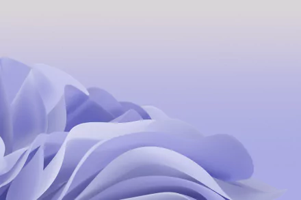4K Ultra HD abstract desktop wallpaper featuring smooth, flowing shapes in soft lavender hues, inspired by Windows 11 technology design elements.
