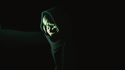 HD PC desktop wallpaper featuring Nazuna Nanakusa from the anime Call of the Night, with a dark, mysterious atmosphere and glowing eye highlights.