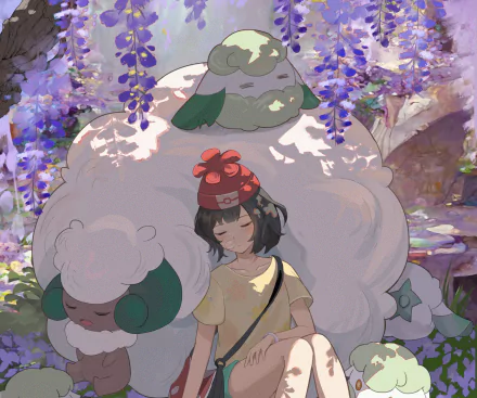 Cottonee (Pokémon) Mizuki (Pokémon) video game Pokémon: Sun and Moon HD Desktop Wallpaper | Background Image